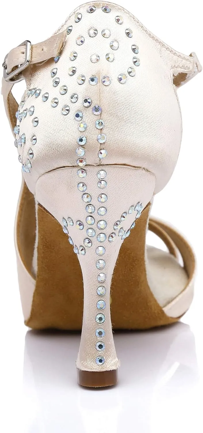 Women's Rhinestone Ballroom Dance Shoes Latin Performance Wedding Shoes For 1920s Party Shoes