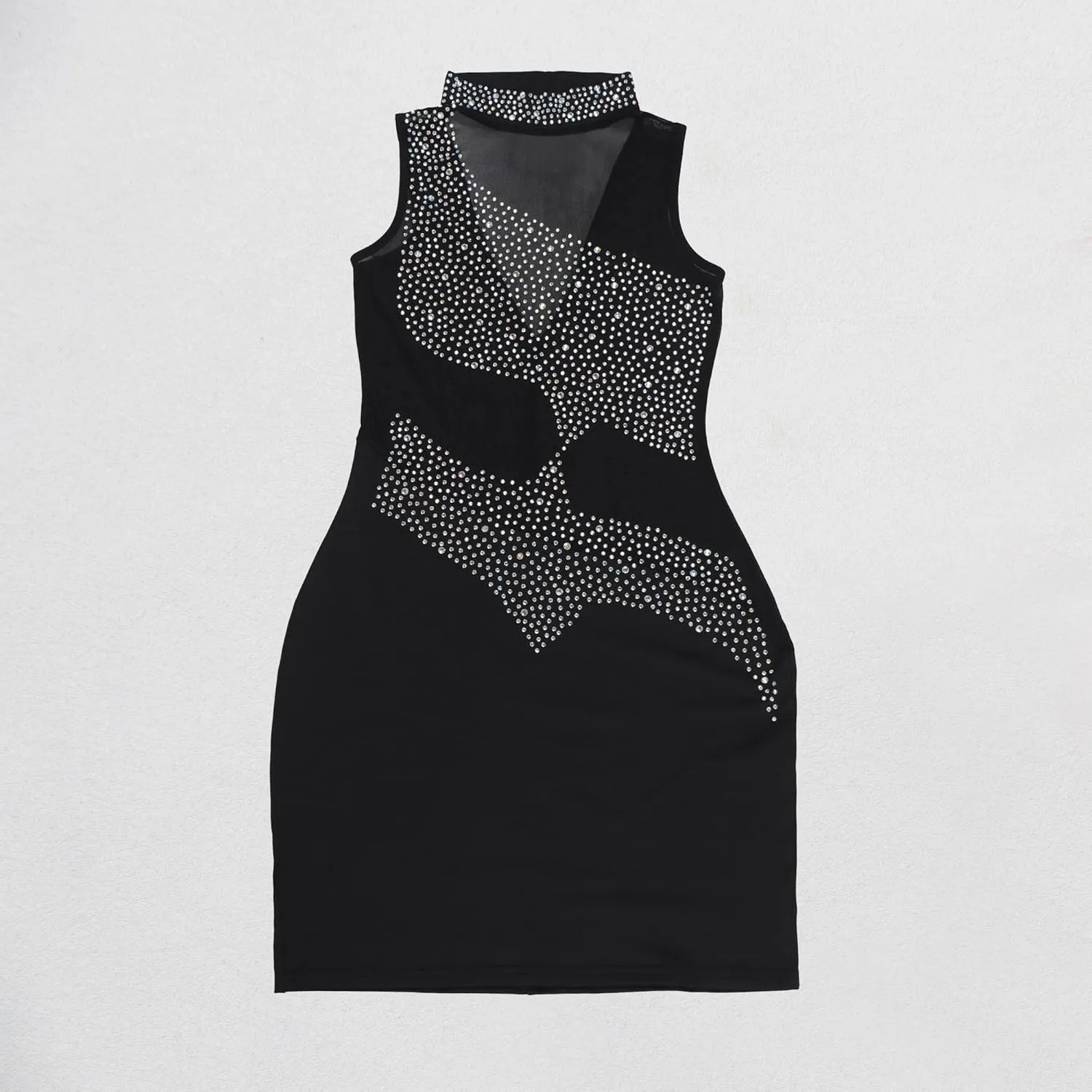 Women's Sexy Rhinestone Sheer Mesh See Through Bodycon Dress Birthday Party Club Night Outfits