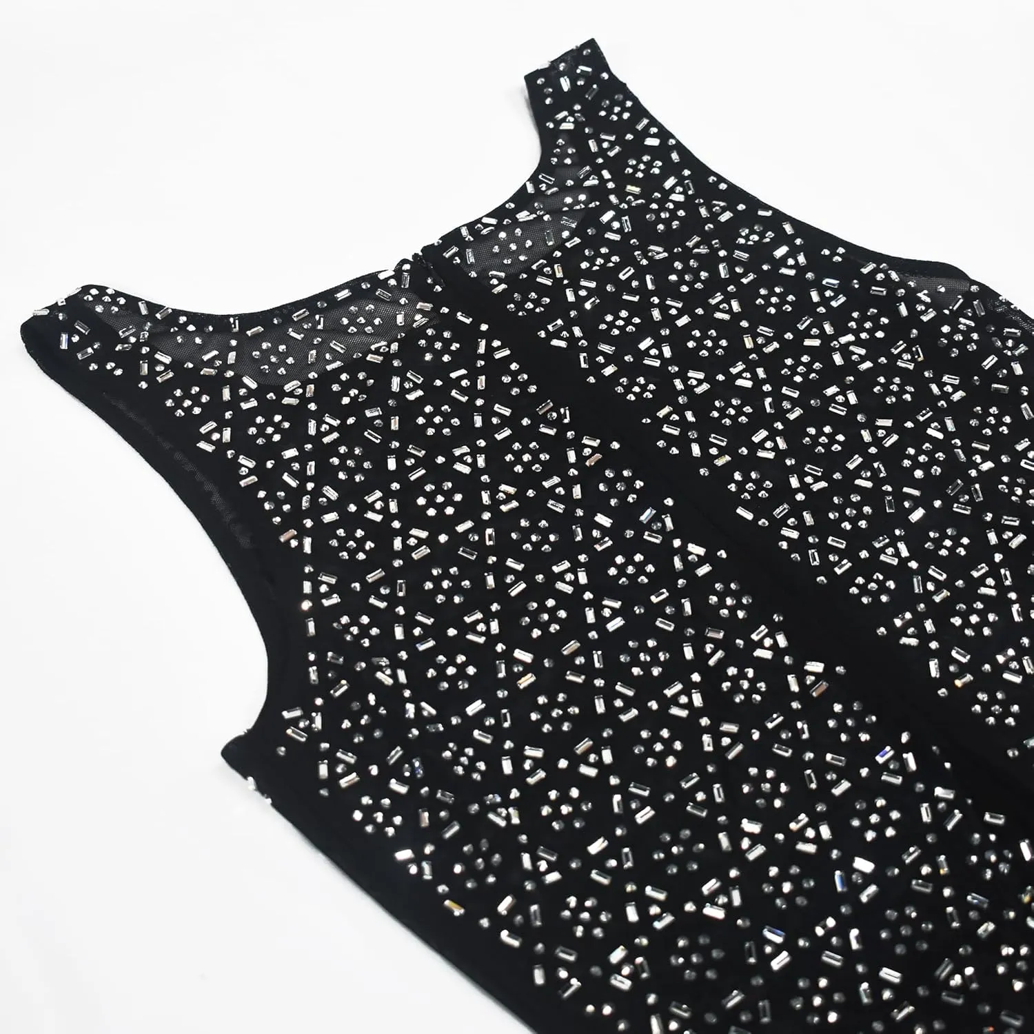 Women's Sexy Rhinestone Sheer Mesh See Through Bodycon Dress Birthday Party Club Night Outfits