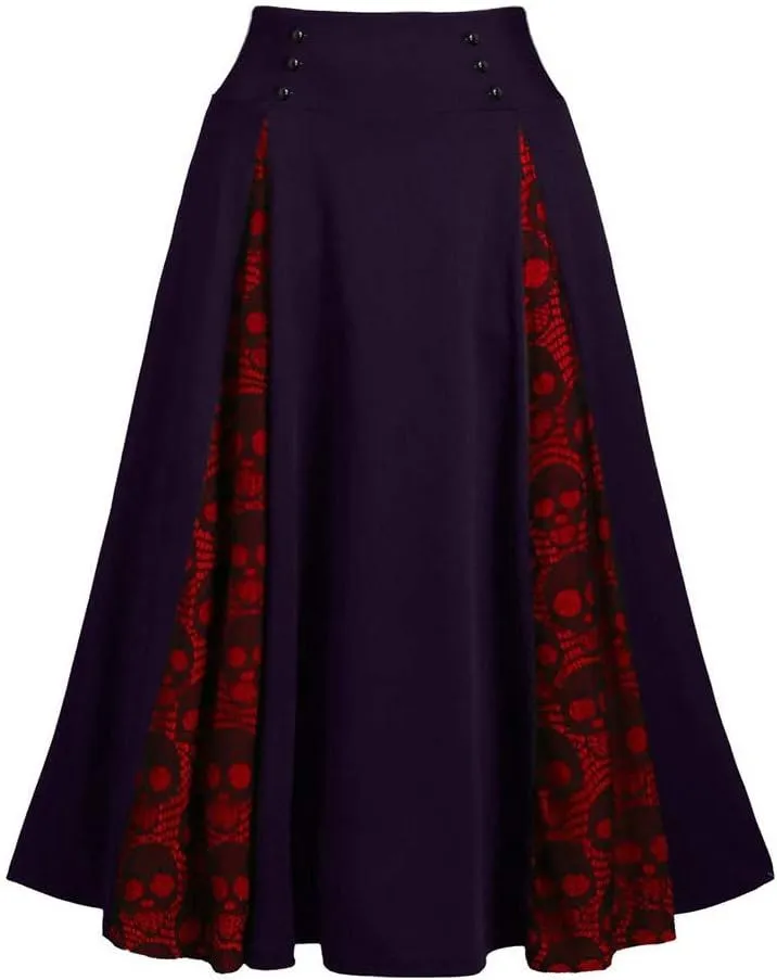 Women's Vintage Gothic Court Lace Stitching Wrap Skirt - Retro Gothic Pleated Asymmetric High Low Lace Ruffle Skirt