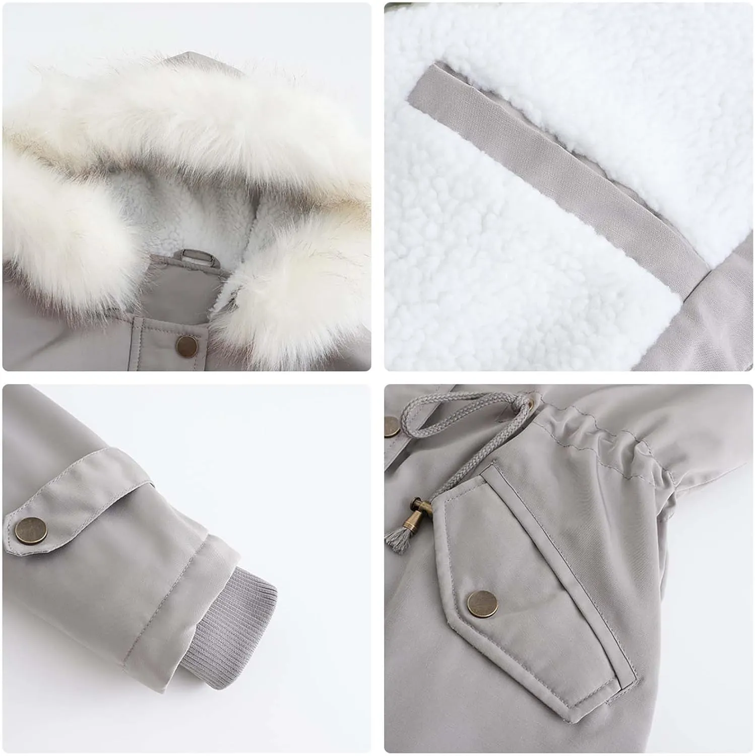 Womens Winter Coats Fleece Wram Lined Parka Thicken Waterproof Trench Long Puffer Jacket Down Coat Faux Fur Hooded