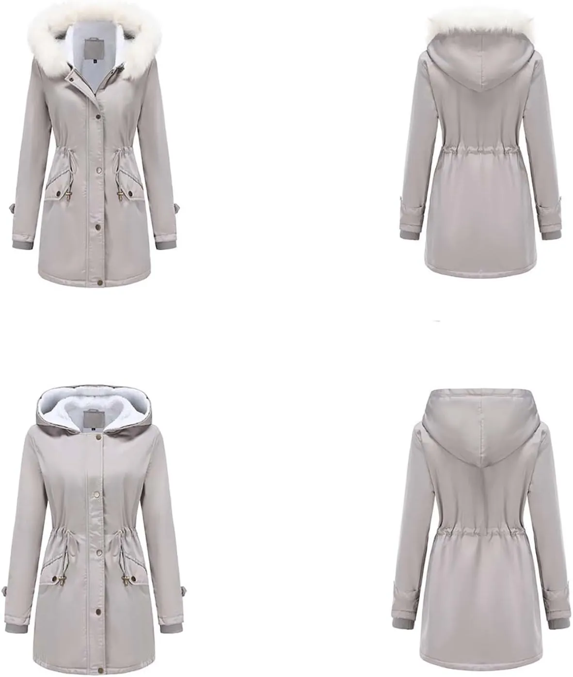 Womens Winter Coats Fleece Wram Lined Parka Thicken Waterproof Trench Long Puffer Jacket Down Coat Faux Fur Hooded