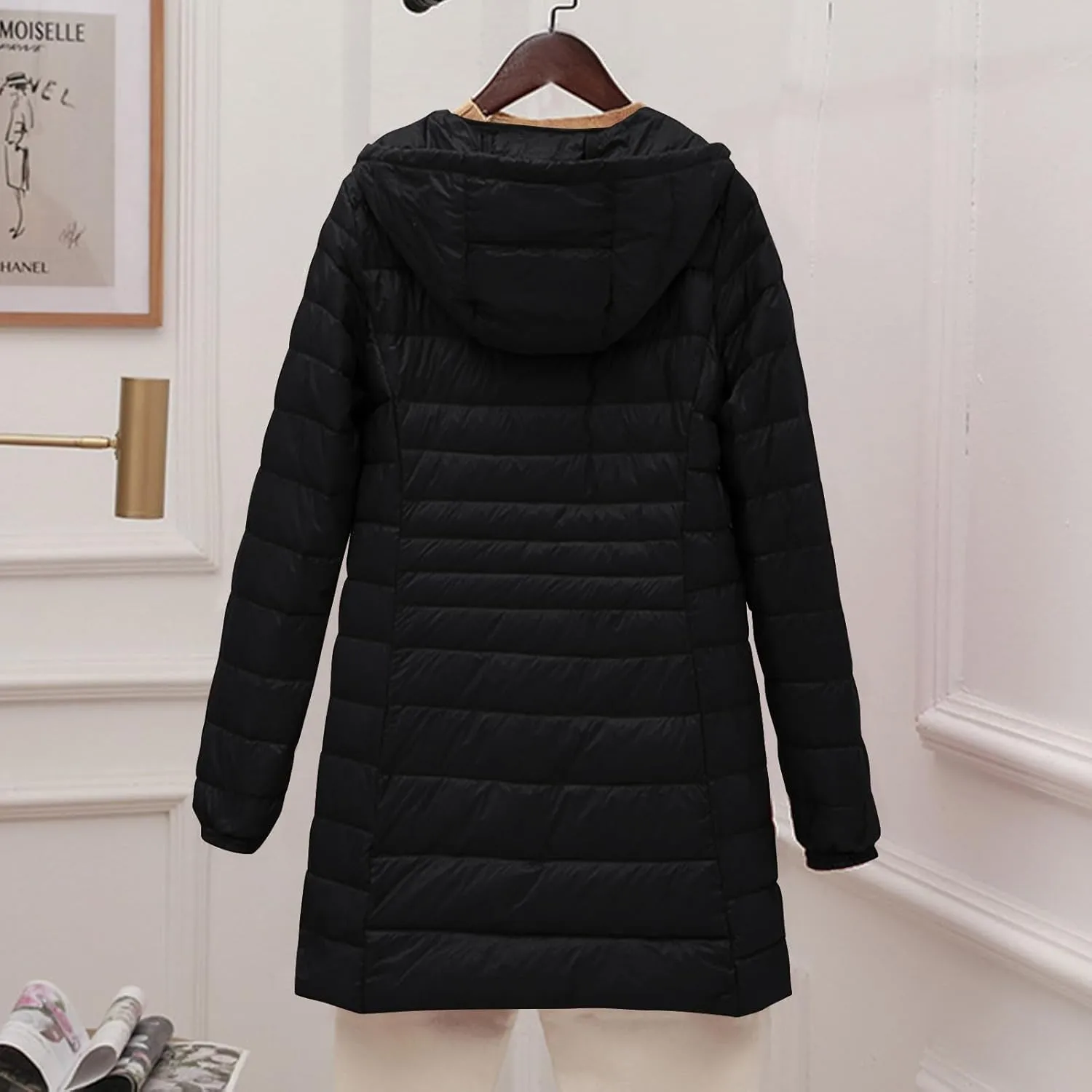Womens Winter Coats Lightweight Quilted Jackets Thicken Warm Puffer Jackets Long Down Coats Slim Fit Windproof Outwear