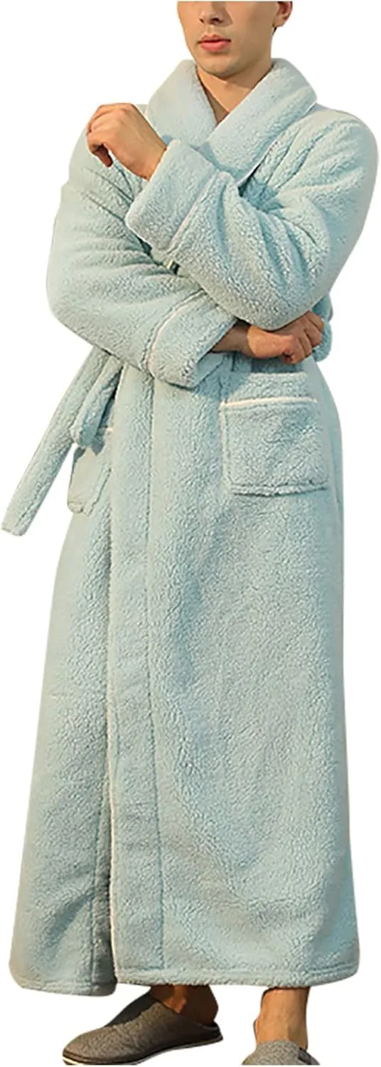 XUNRYAN Womens Robes Thicken Winter Warm Coat Fleece Plush Bathrobes Female Kimono Coat Open Front Cardigans Maxi Long Coat