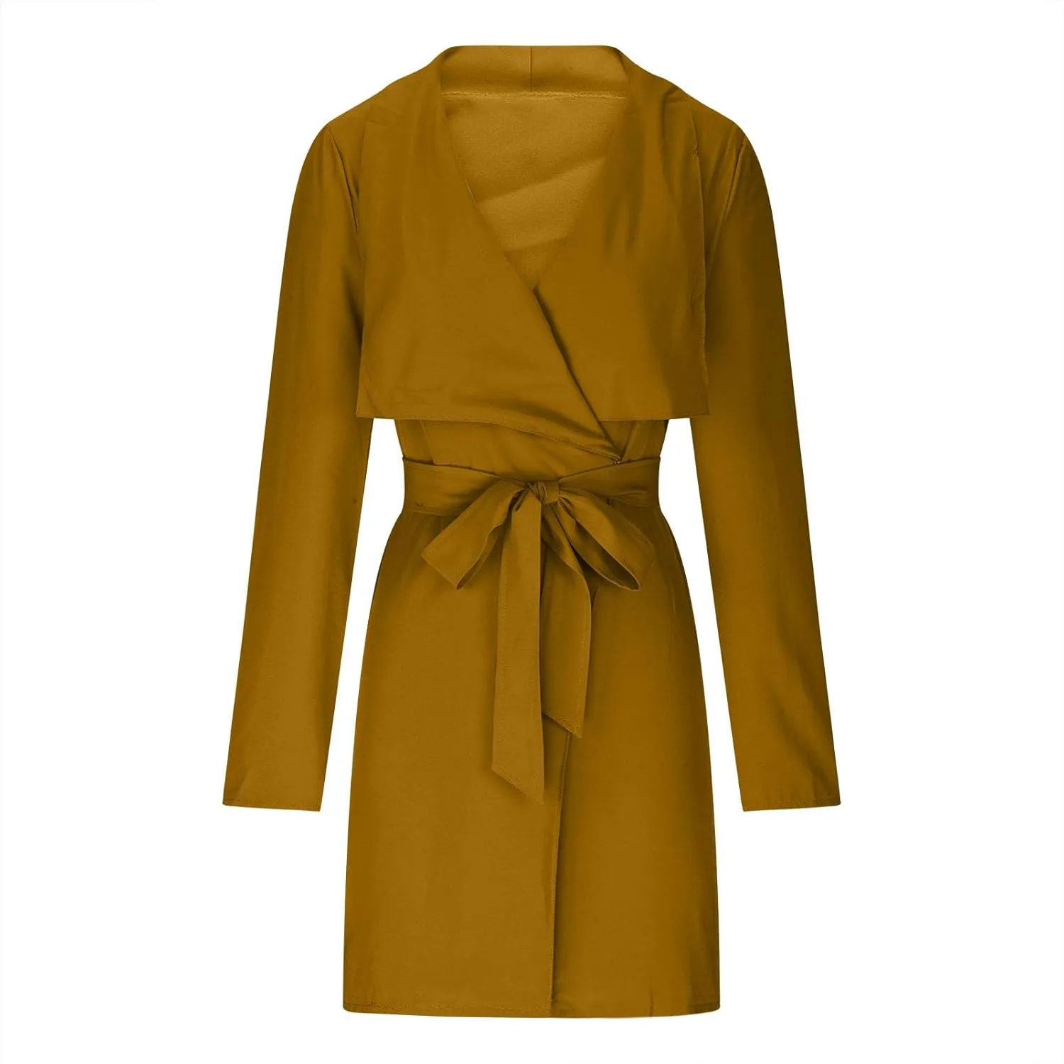 XUNRYAN Women's Trench Coat Long Lapel Blazer Open Front Cardigan Trendy Transition Jackets Casual Fashion Clothes Belted