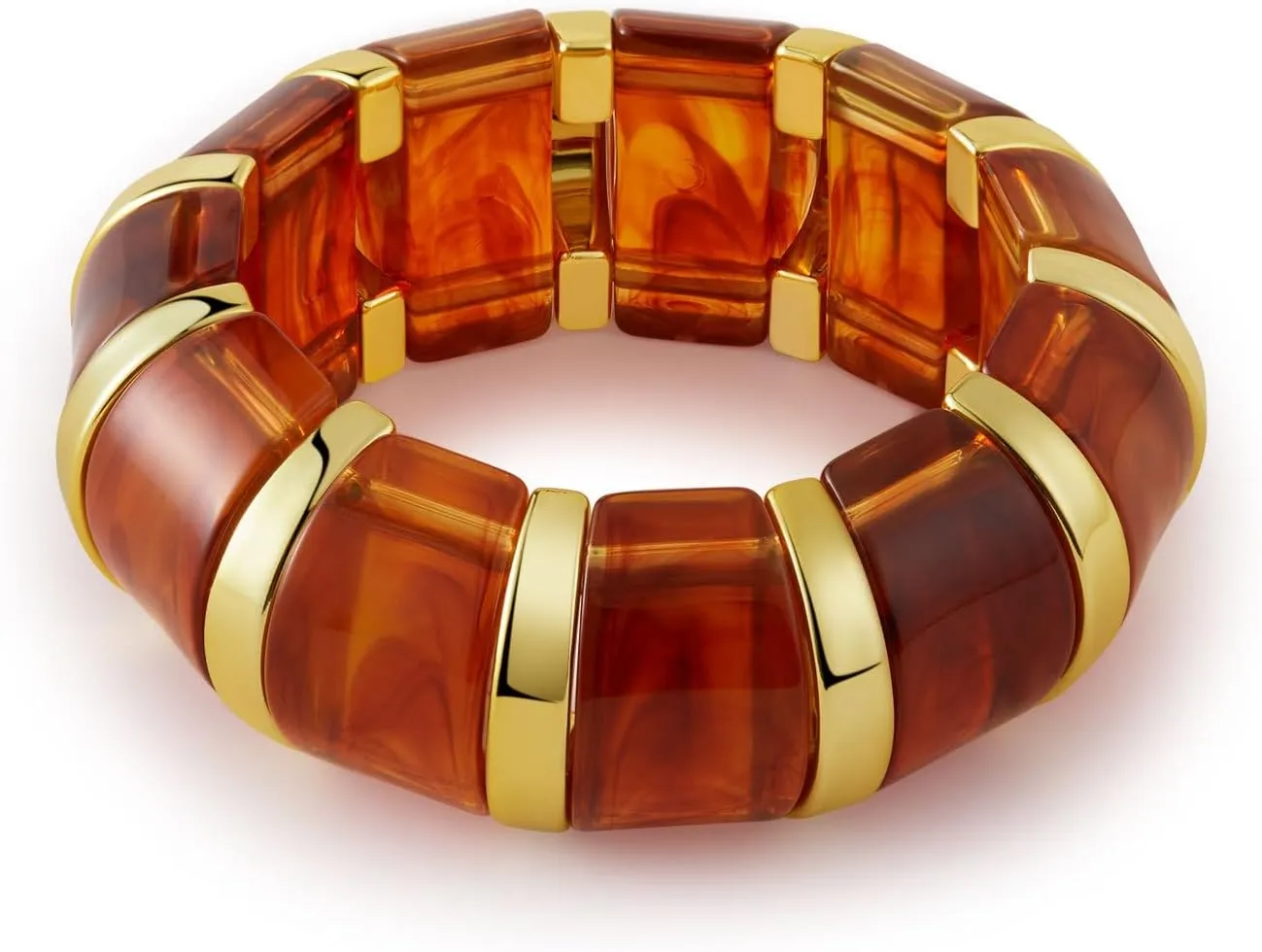 YBMYCM Acrylic Chunky Bangles Bracelets for Women Resin Gold Stackable Stretch Bracelet Wide Wristbands Gift Jewelry