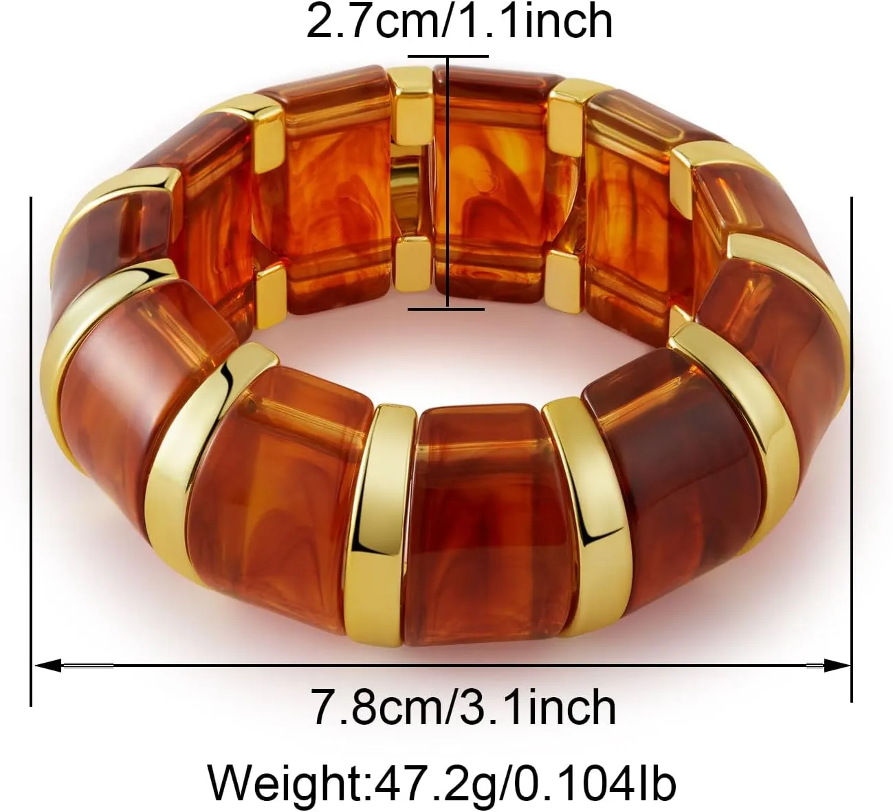 YBMYCM Acrylic Chunky Bangles Bracelets for Women Resin Gold Stackable Stretch Bracelet Wide Wristbands Gift Jewelry