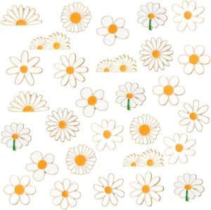 Yinkin 24 Pcs Daisy Lapel Pins Daisy Flower Brooch Women Spring Buttons Safety Push Pin Buckle for Shirt Hat Cardigan Sweater