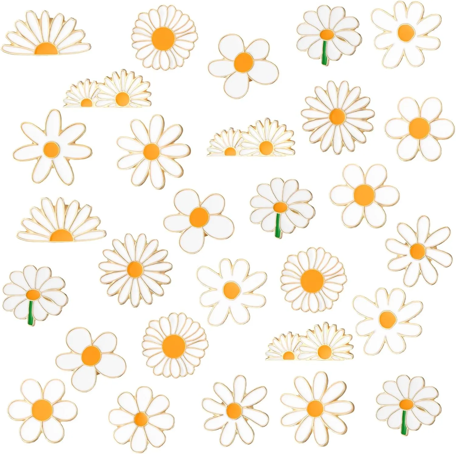 Yinkin 24 Pcs Daisy Lapel Pins Daisy Flower Brooch Women Spring Buttons Safety Push Pin Buckle for Shirt Hat Cardigan Sweater