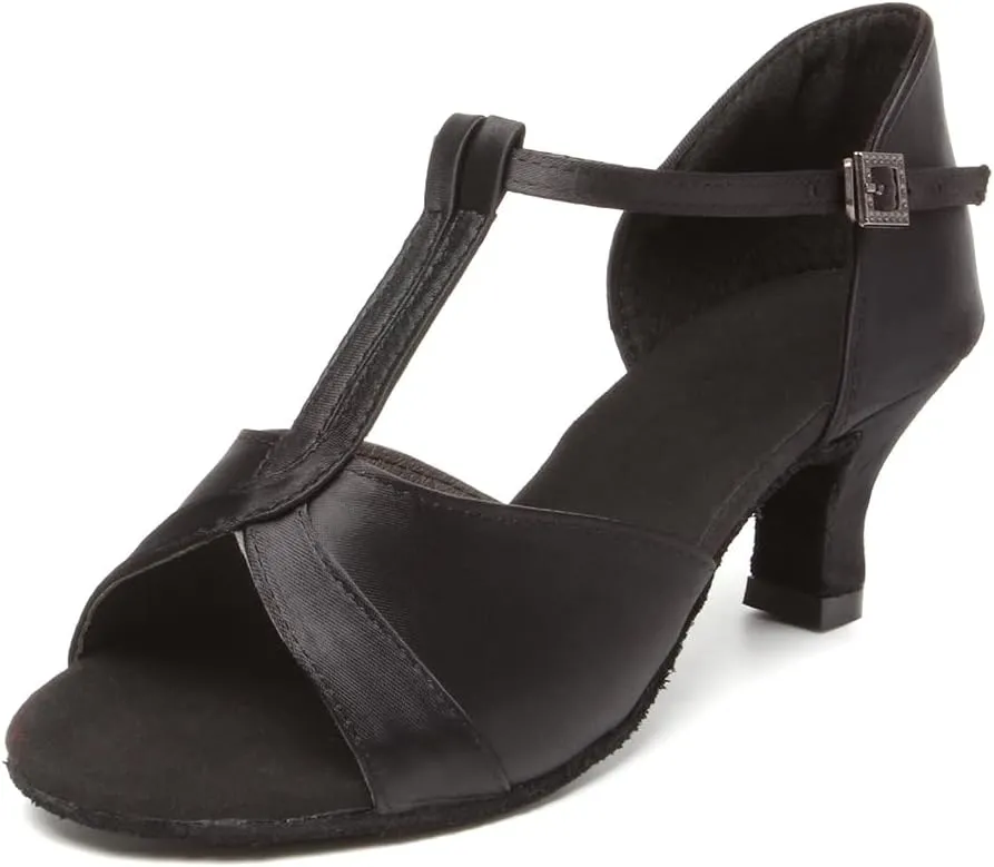 YKXLM Latin Ballroom Dance Shoes Women Salsa Tango Performance T-Strap Bachata Dancing Shoes