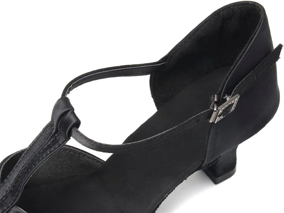YKXLM Latin Ballroom Dance Shoes Women Salsa Tango Performance T-Strap Bachata Dancing Shoes