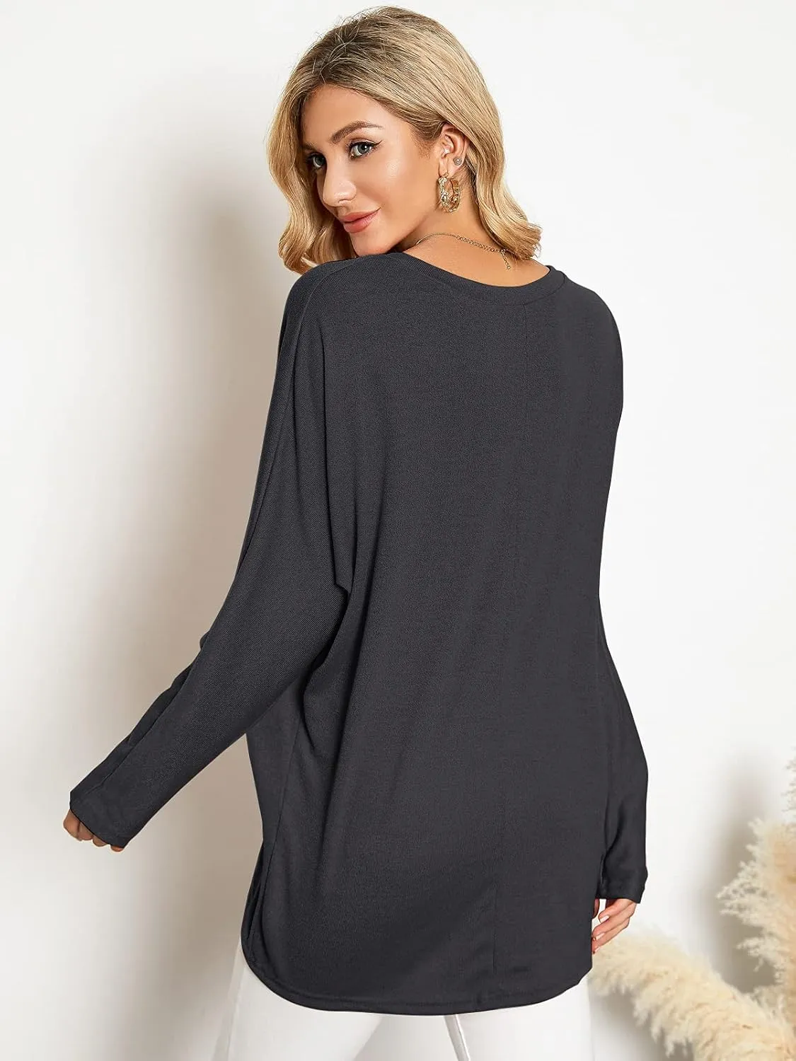 ZANZEA Women's Off-Shoulder Batwing Sleeve Blouse Casual Loose Oversized Baggy T-Shirt Sweater Pullover Top
