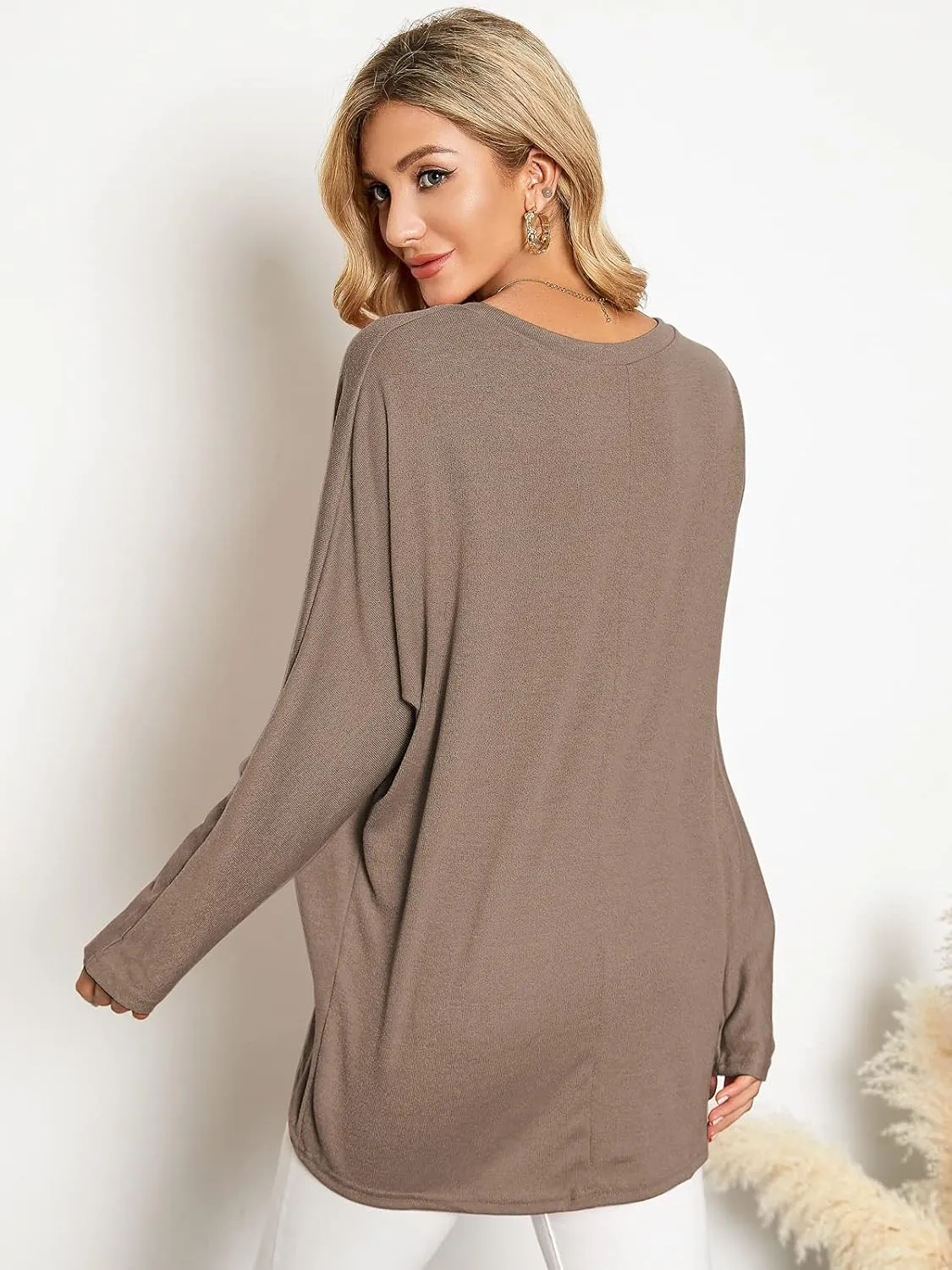ZANZEA Women's Off-Shoulder Batwing Sleeve Blouse Casual Loose Oversized Baggy T-Shirt Sweater Pullover Top
