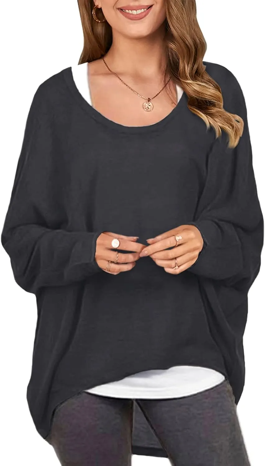 ZANZEA Women's Off-Shoulder Batwing Sleeve Blouse Casual Loose Oversized Baggy T-Shirt Sweater Pullover Top