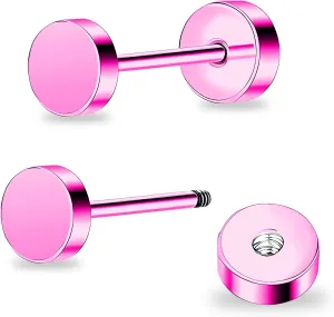 ZDE Women Earrings Flat Back Dot Earrings Titanium Hypoallergenic Cartilage Non-Nickel Earrings Studs for Sensitive Ears Simple Classic 3mm/4mm/5mm/6mm Screw On Stud Earring